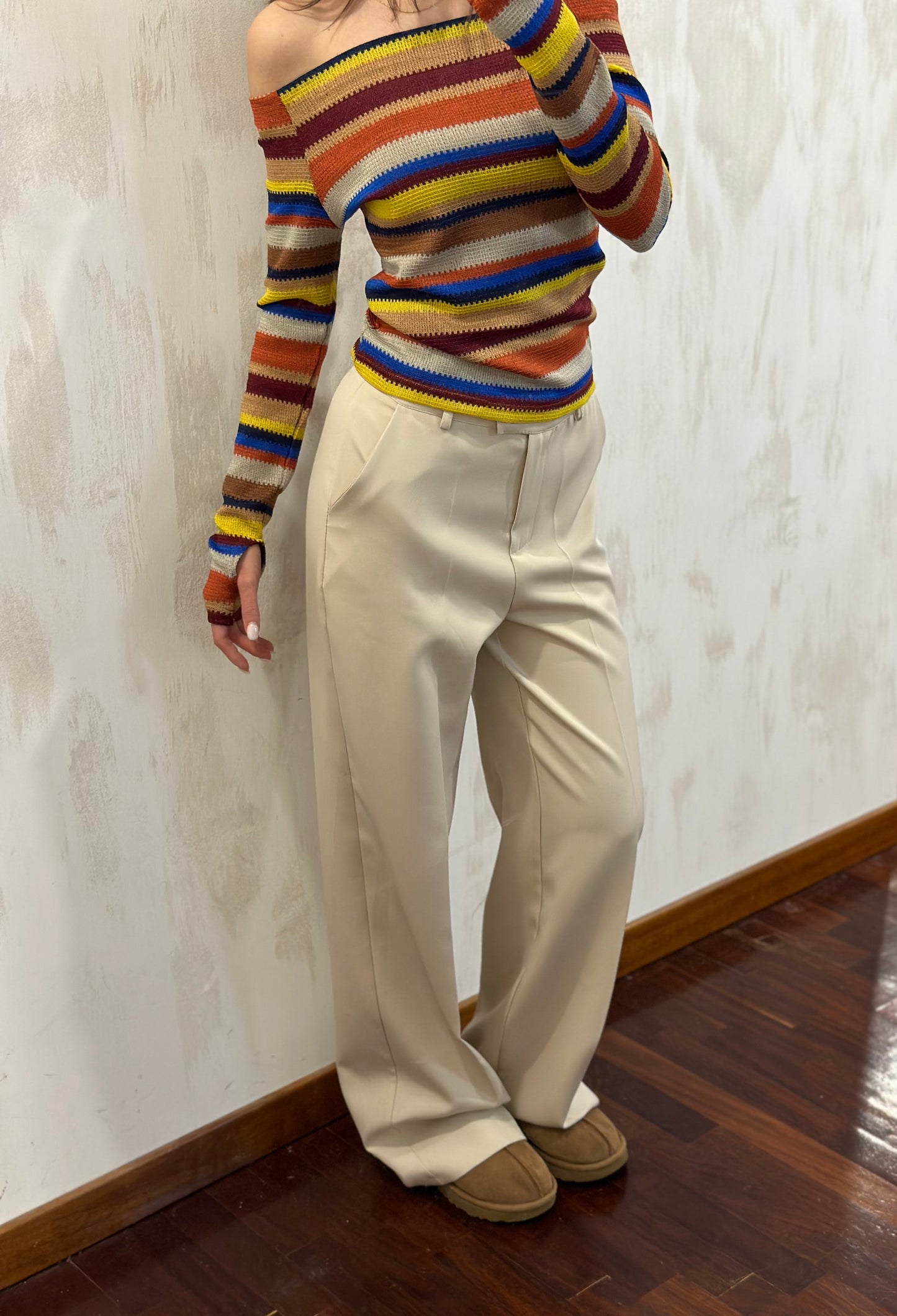 Pantaloni palazzo panna