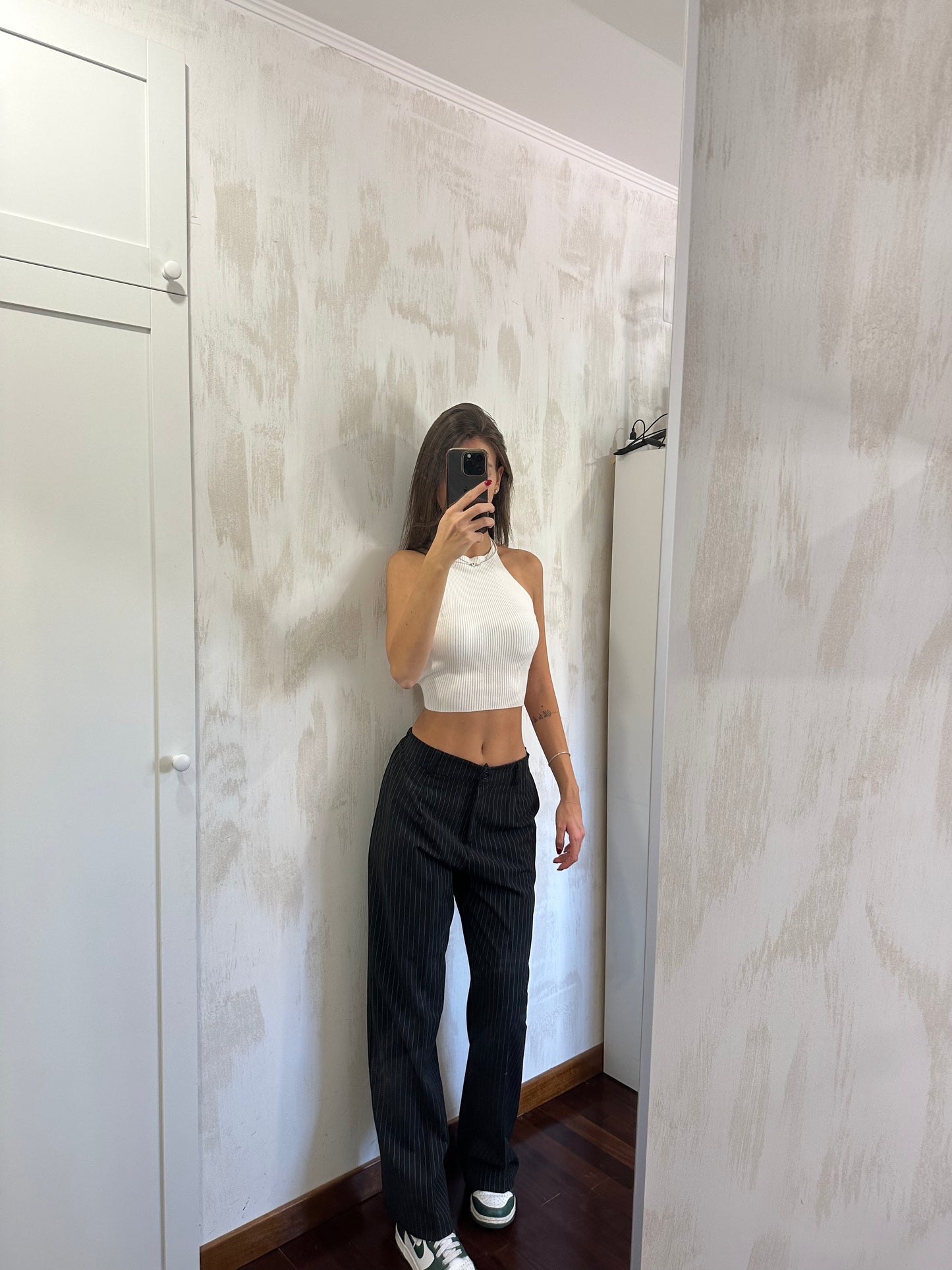 Top bianco lacci