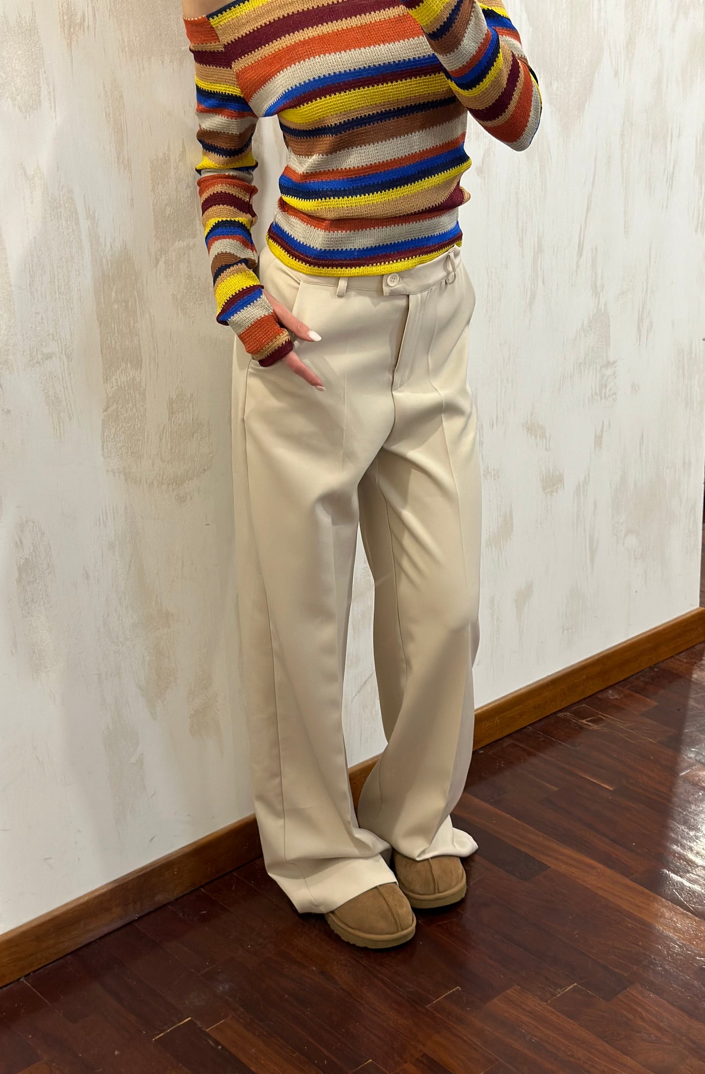 Pantaloni palazzo panna