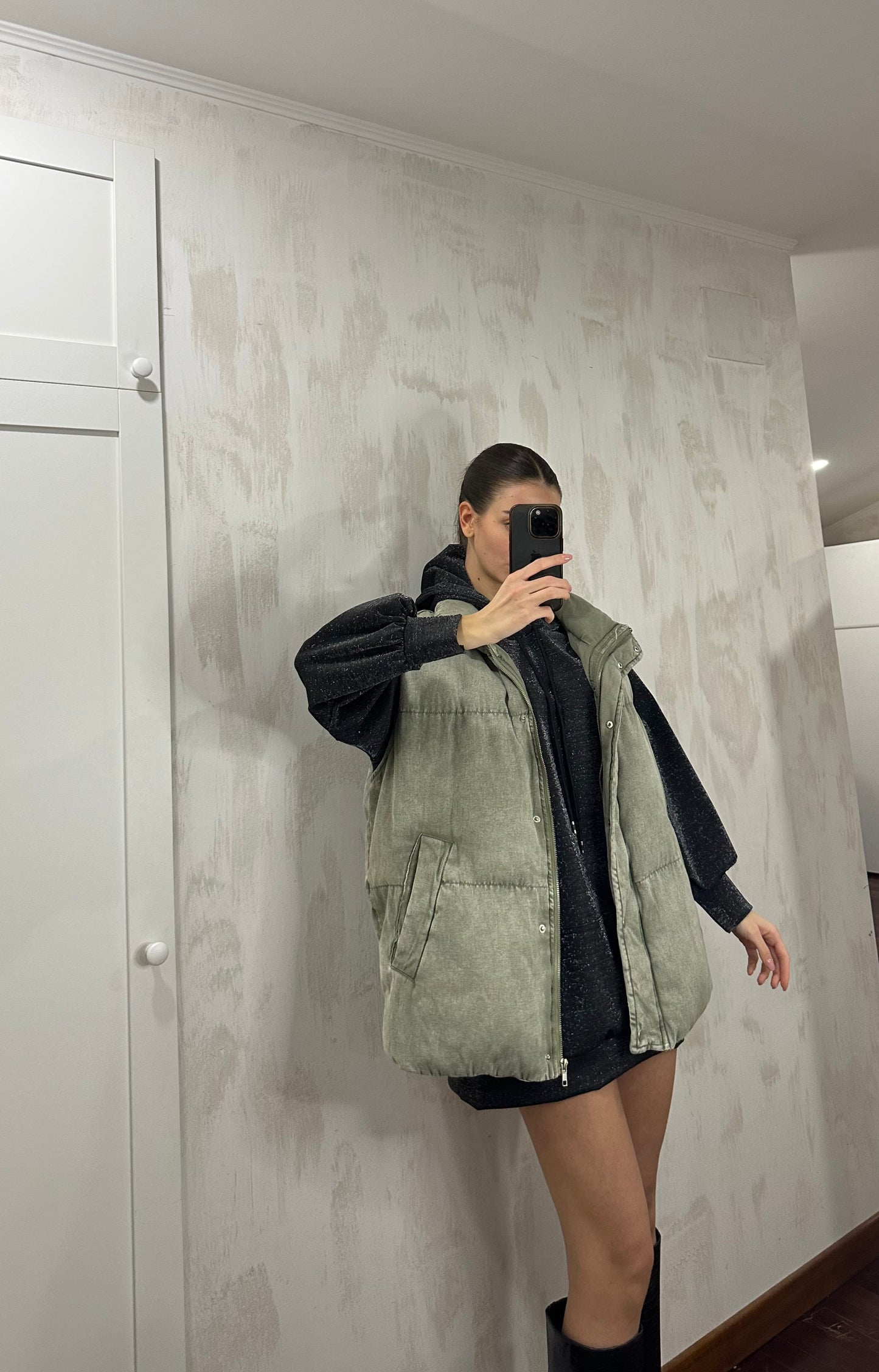 Gilet cappotto verde