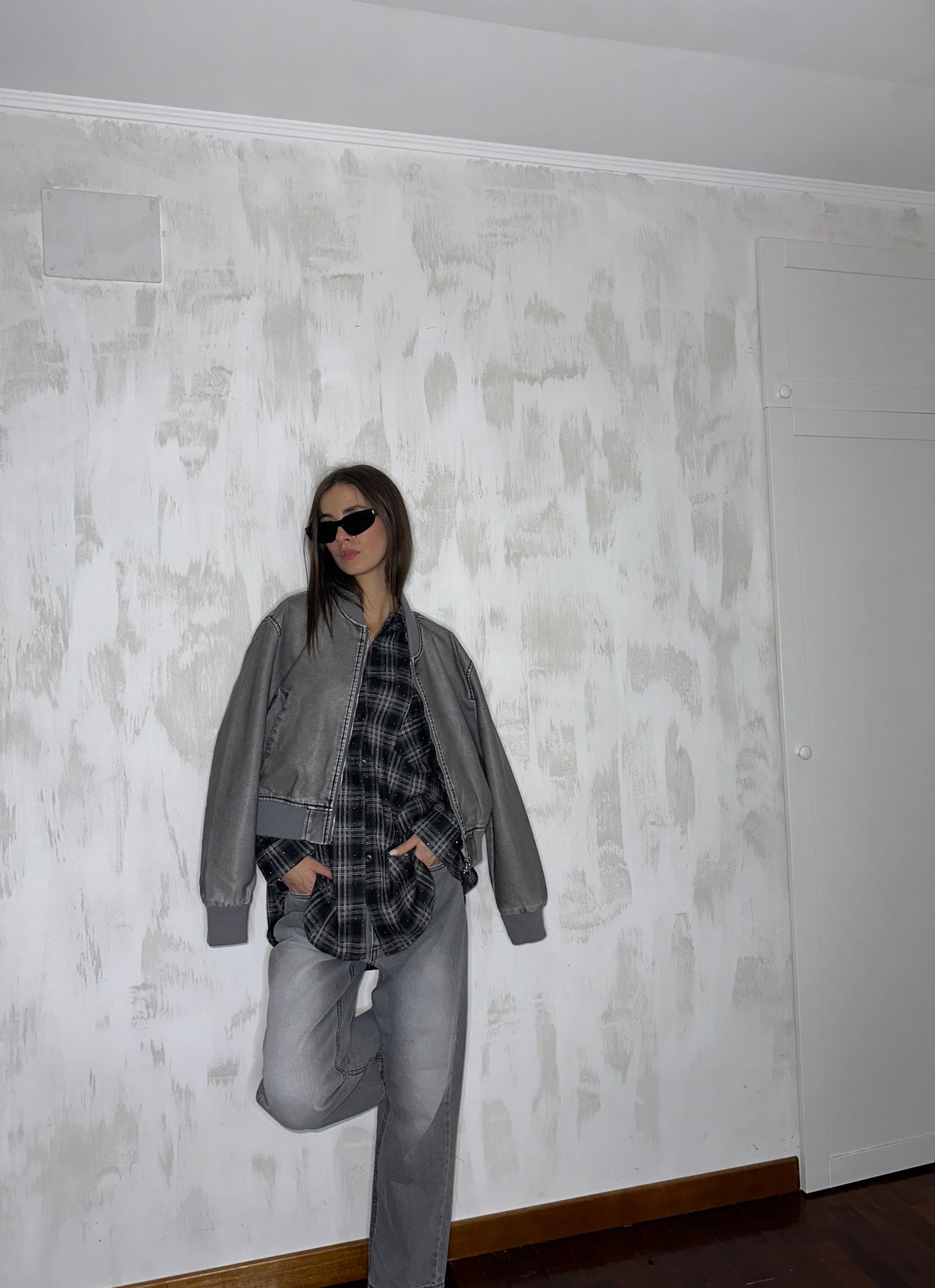 Giubbino Crop Grigio