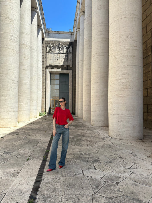 Maglia con spalline rossa