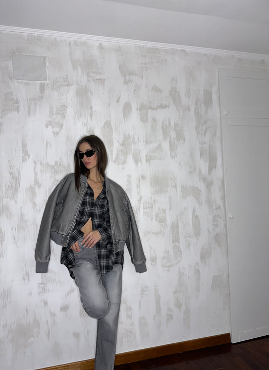 Giubbino Crop Grigio
